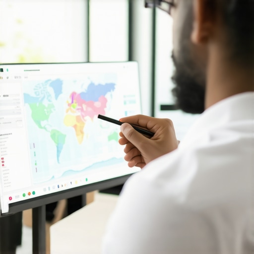 Professional analyzing data dashboard for local map SEO.