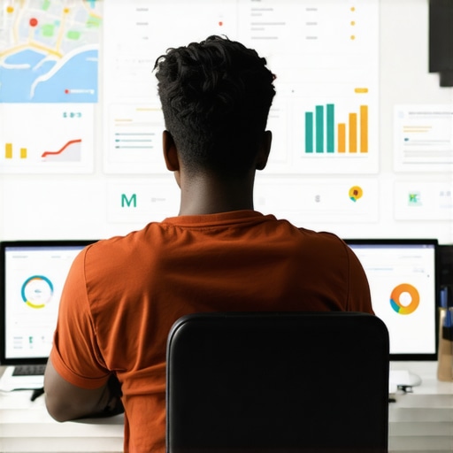 Person reviewing map health metrics on computer screen for ongoing SEO maintenance.