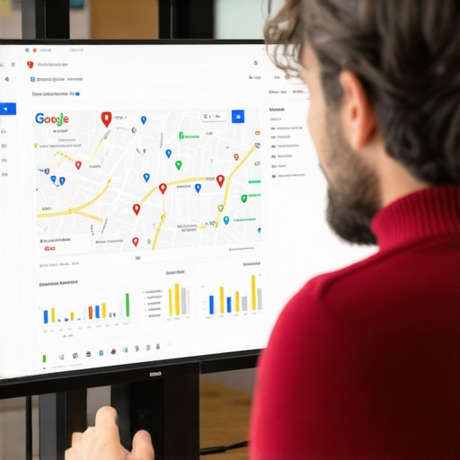 Business owner analyzing Google Map health and rankings