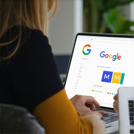 Business owner optimizing Google My Business profile on a laptop