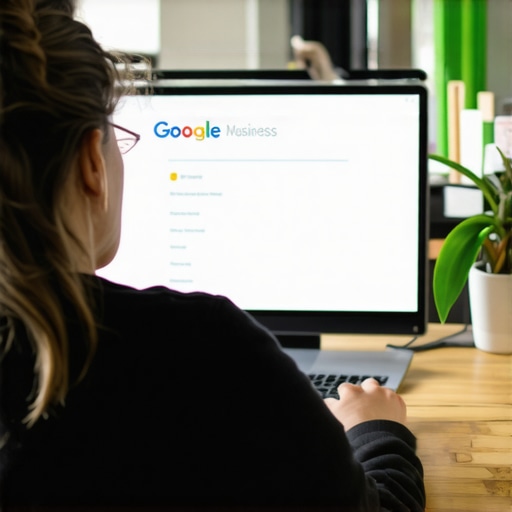 Business owner editing and optimizing their Google My Business listing on a laptop.