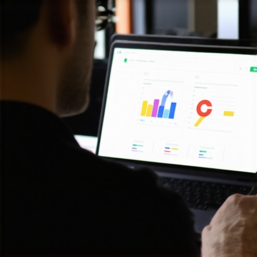 SEO expert analyzing Google Maps listing and SEO metrics on laptop