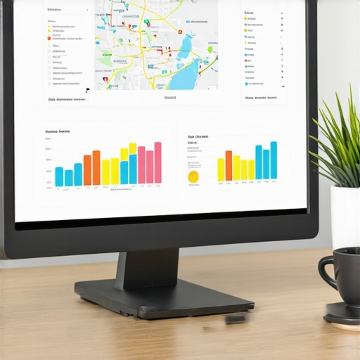Person reviewing local SEO analytics on a computer for map health and ranking performance.