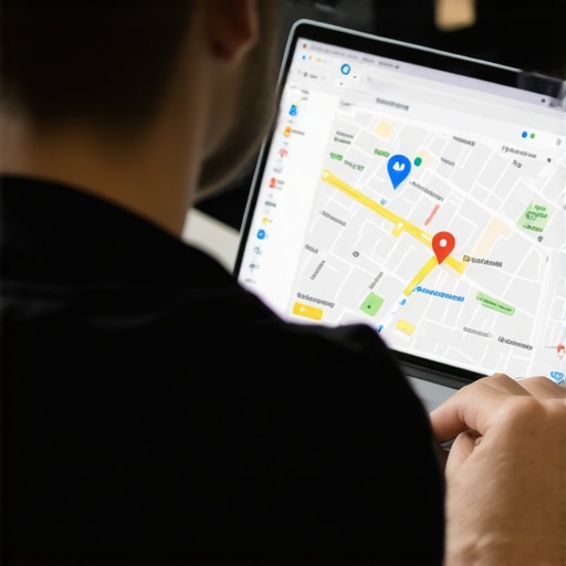 Optimizing Your Google Business Profile Business owner editing Google My Business profile on laptop with map interface