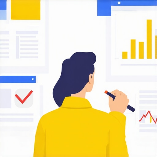 Person working on Google My Business profile with checklists and analytics charts.