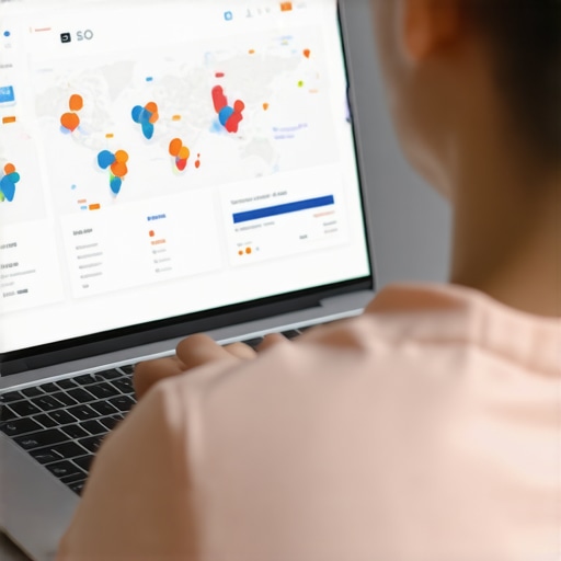 Person reviewing SEO analytics and map health data on a laptop.