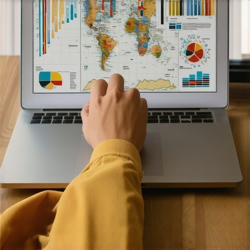 Person analyzing map and SEO data on a laptop screen