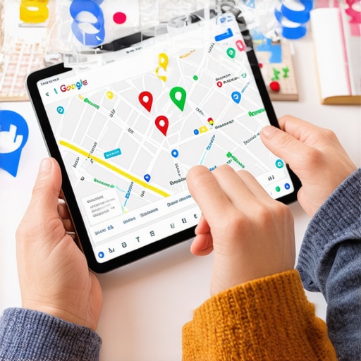 Person analyzing Google Maps optimization data on a tablet.