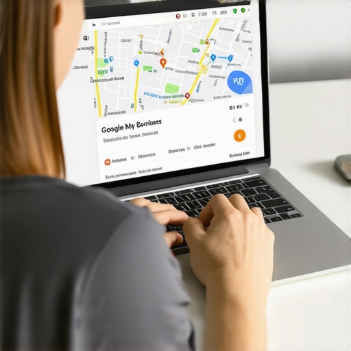 Google Maps Health Check in Progress Person analyzing Google Maps listing and analytics on laptop for local SEO health.