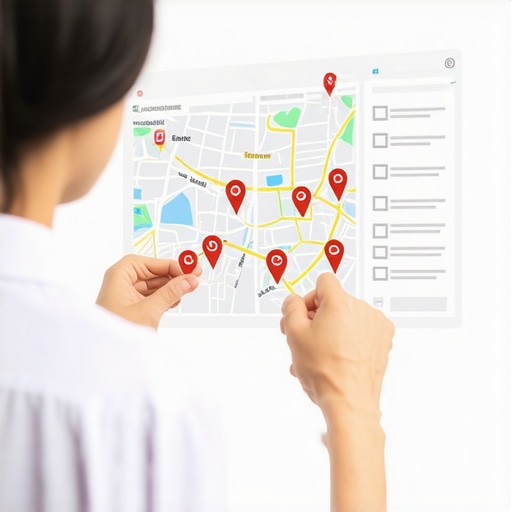 Person analyzing a digital map with checklist for local SEO health