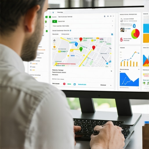 Business owner analyzing Google Maps listing data on computer