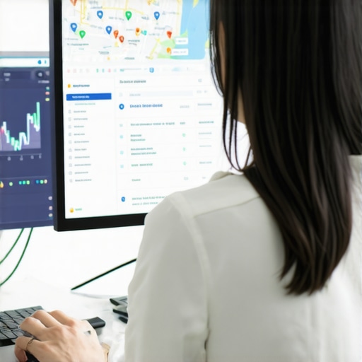 Person reviewing local SEO and map health data on a computer