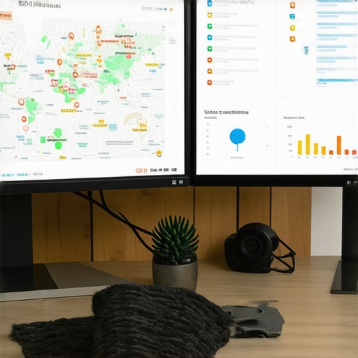 A person reviewing maps SEO metrics on screen with detailed checklists
