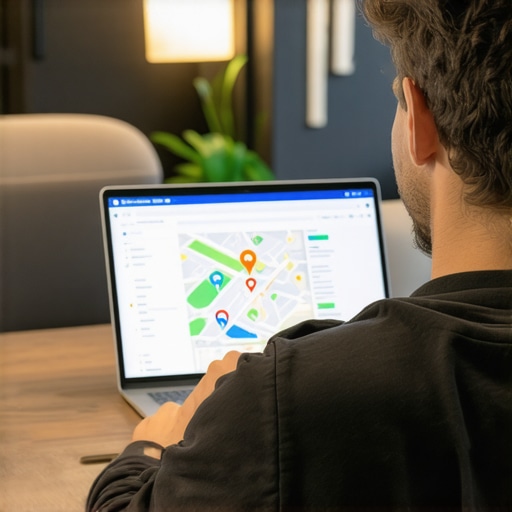 Person analyzing Google Maps profile on laptop to improve local SEO