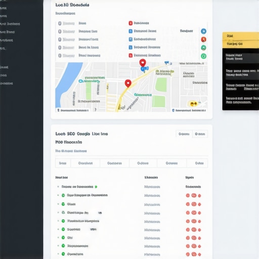 Screenshot of local SEO tools tracking Google Maps listing performance and health.