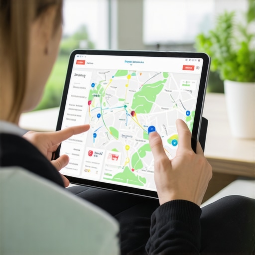 Person analyzing map checklist on tablet for local SEO