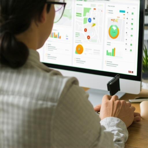 Person analyzing map profile and SEO checklist on a laptop