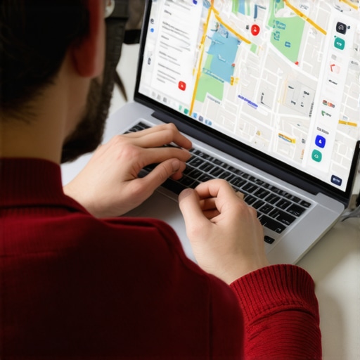 Person reviewing map health signals and optimization checklist on laptop.