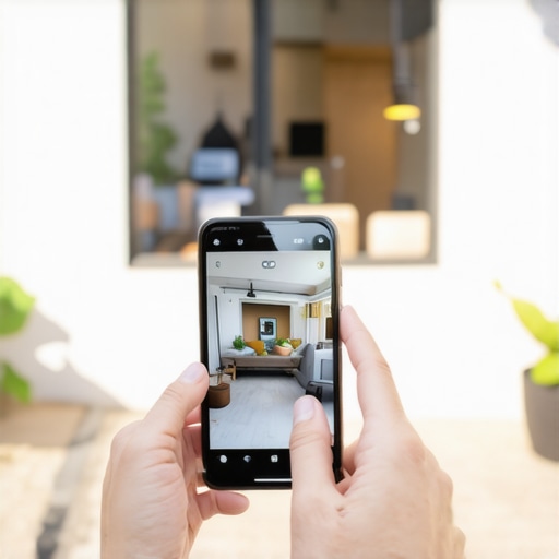 A person filming a storefront virtual tour with a smartphone to optimize Google Maps profile.