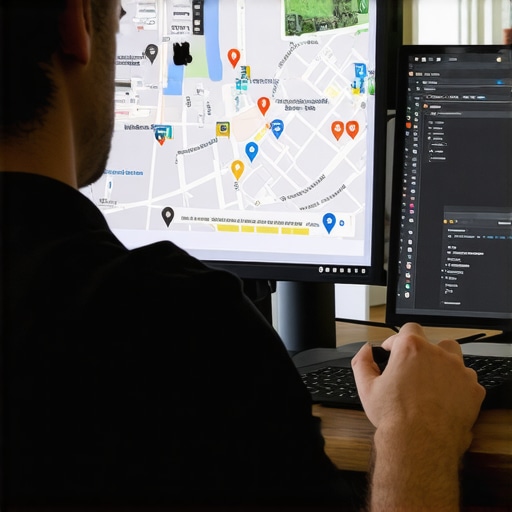Business owner analyzing Google Maps profile details on computer