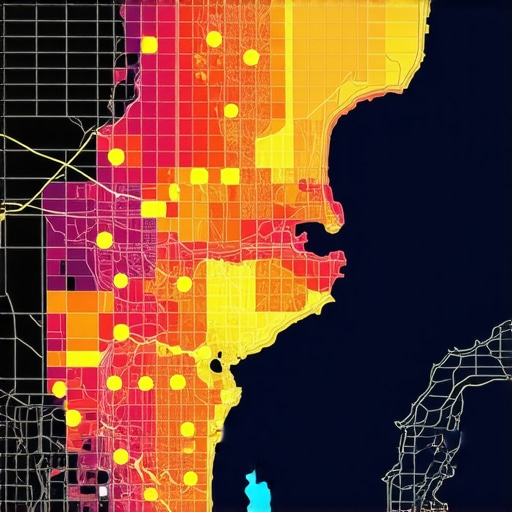 A digital map showing local SEO ranking distribution and map health metrics.