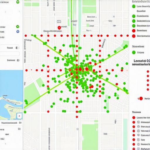 Advanced Local SEO Ranking Grid Analysis A visual representation of a local search grid showing ranking fluctuations across a city map.