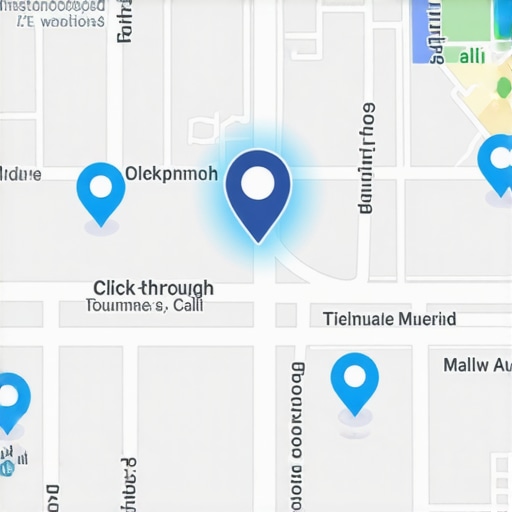 A digital map showing business pins and engagement metrics for local search optimization.