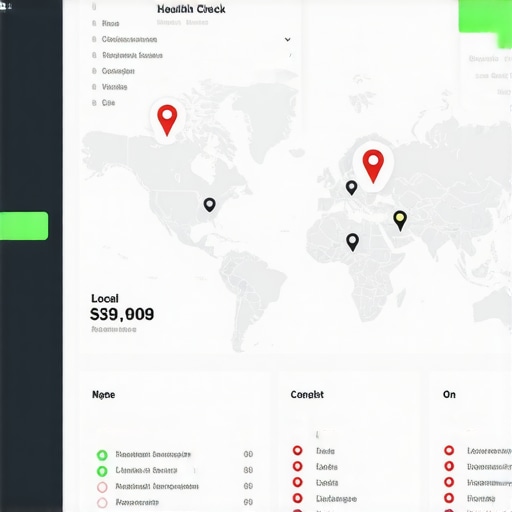 Advanced Map Health Analytics Dashboard Professional dashboard showing map health metrics and local SEO ranking signals