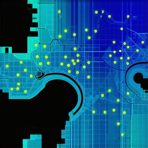 A digital heat map showing local search visibility and ranking density across a city.