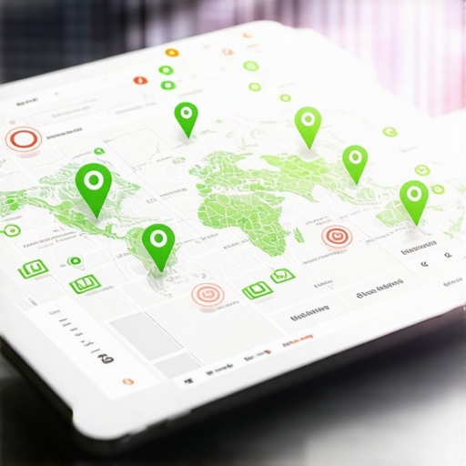 A digital map showing local SEO ranking signals and growth data for a business listing.