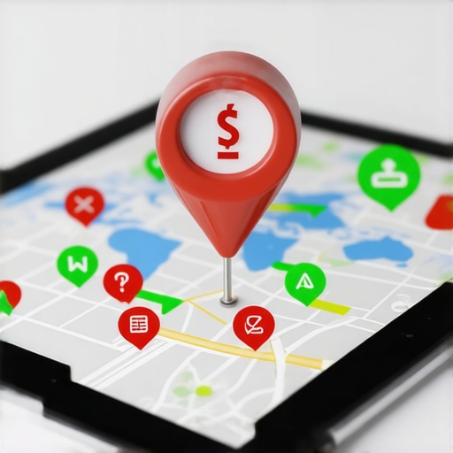 A magnifying glass inspecting local map ranking factors and business data consistency.