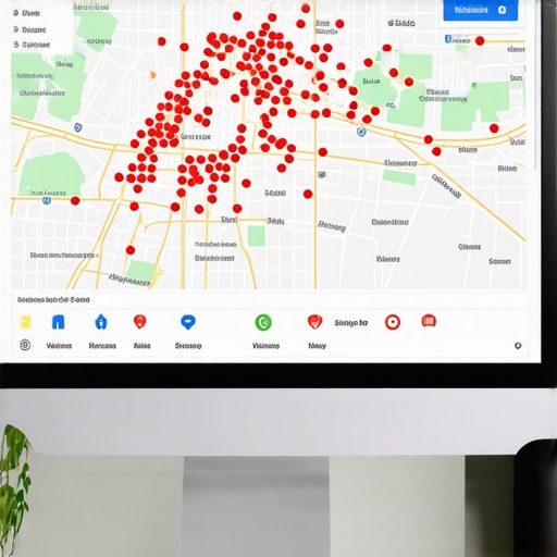 Analyzing Local Map Ranking Heat Maps Local SEO heat map showing business ranking positions in a city.