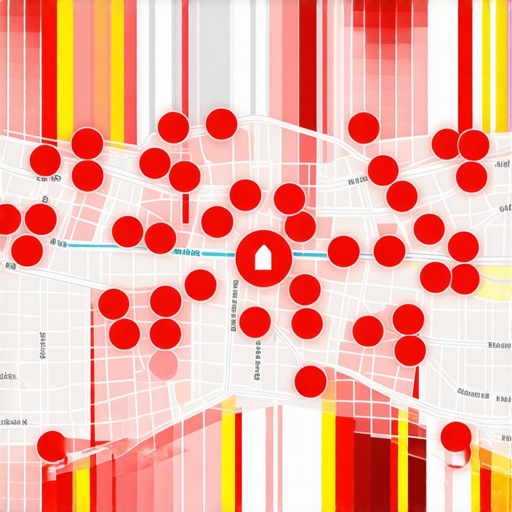 A local search ranking grid illustrating how a business profile's visibility varies by distance and location.
