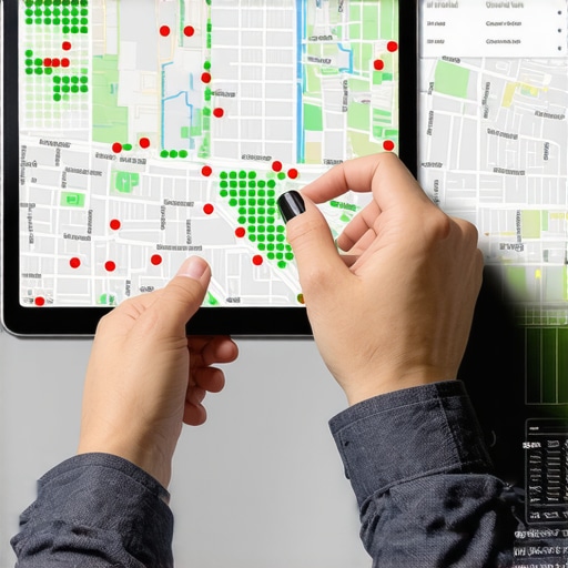 A digital grid map showing local business ranking performance across a city.