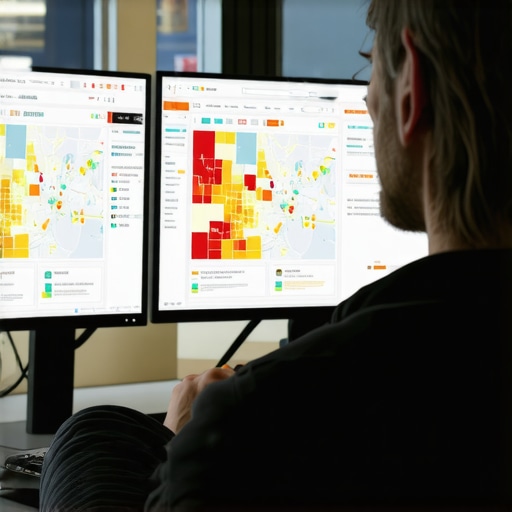 A detailed view of a local SEO heatmap showing ranking positions across a geographic area.