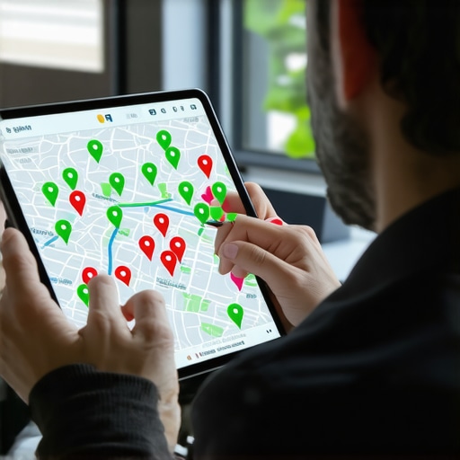 Analyzing Local Search Ranking Nuances A digital map showing local SEO ranking density for a business