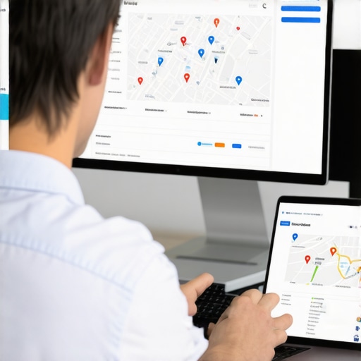 Analyzing Map Health Metrics A professional using local SEO software to monitor Google Maps rankings and health signals.