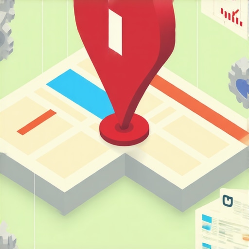 3D map illustration showing a business profile ranking issue and SEO diagnostic data