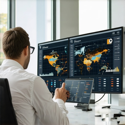 A marketer looking at map health analytics on a computer screen.