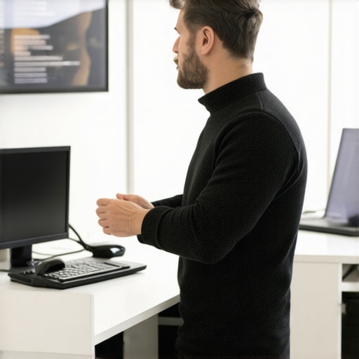 Authentic Local Business Customer Interaction Local business owner providing personalized service to a client in a real office setting