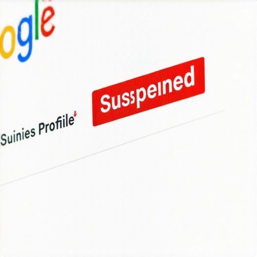 A dashboard view of a suspended Google Business Profile due to naming policy violations.