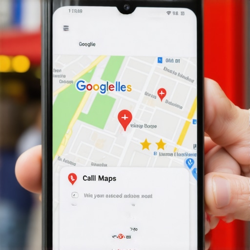 Boosting Local Map Engagement A smartphone showing a highly optimized local business profile on Google Maps with a call action being taken.