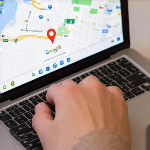 Professional business owner responding to a Google Maps review on a laptop
