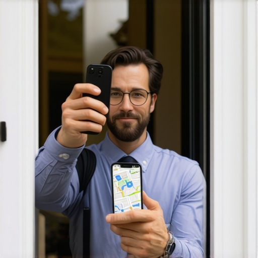 Business owner performing Google video verification Smartphone recording a video verification walkthrough for a Google Business Profile.