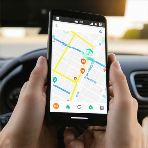 Capturing Voice Search Traffic for Local Business A driver using voice search to find local businesses on a map interface.