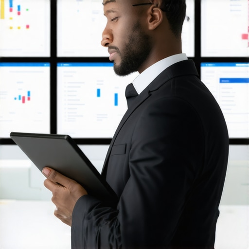 Checking Business Data Consistency A business owner verifying local listing data across multiple devices for map optimization.
