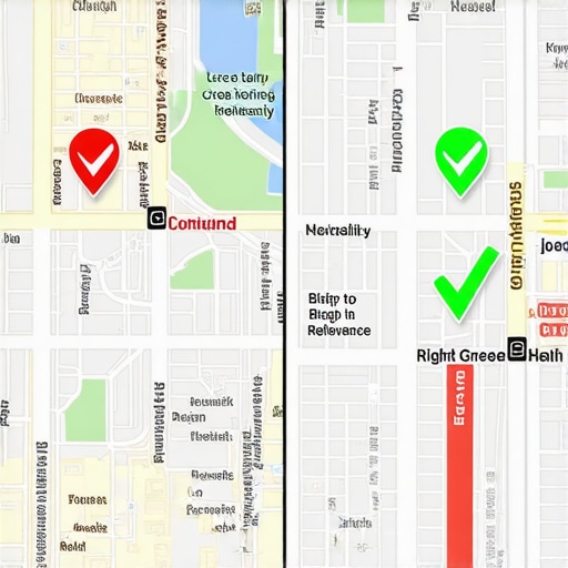 Diagram comparing high-quality local SEO signals and low-quality vanity metrics on a digital map.