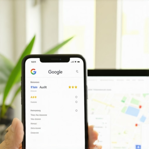 Daily Local SEO Maintenance Routine A business owner checking their Google Business Profile ranking and map health on a smartphone and desktop.