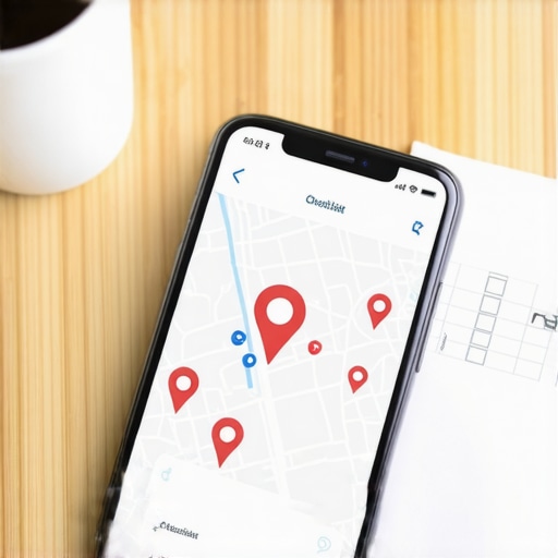 A smartphone showing local map rankings next to a business checklist