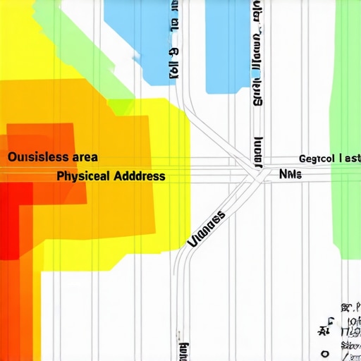 A digital map visualization showing varying levels of local search visibility for a service business.
